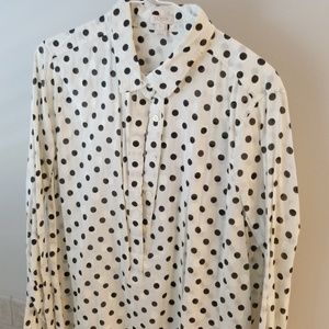 Cream with black polka dot pullover.